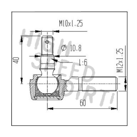 Yamaha Blaster HD 12mm Tie Rod End Yamaha Blaster HD 12mm Tie Rod End Drawing