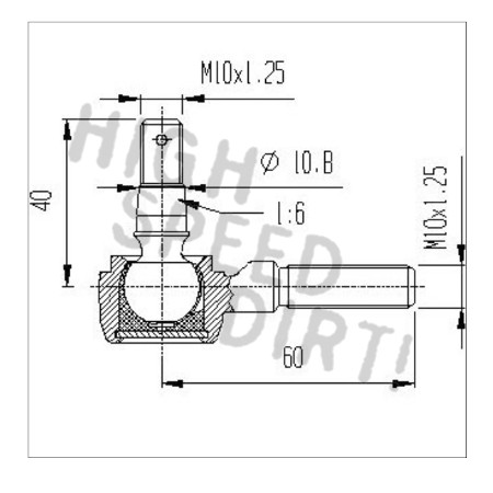 Yamaha 10mm Tie Rod End Drawing