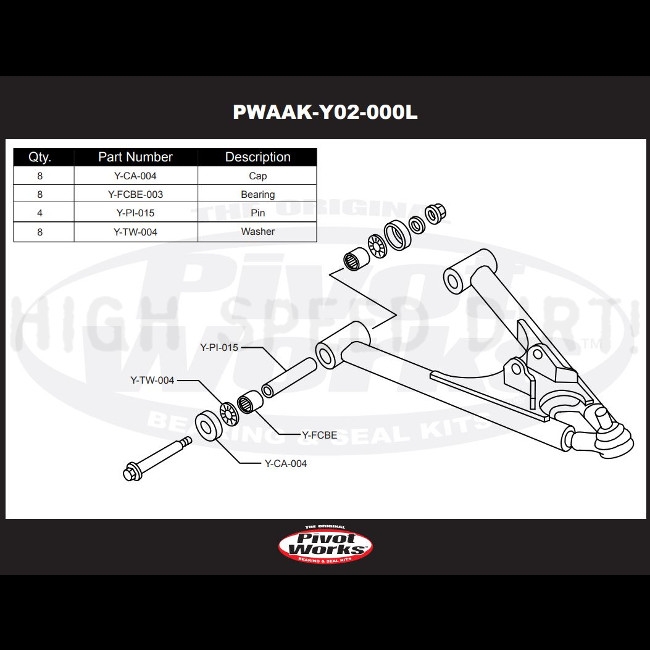 New Pivot Works A-Arm Kit PWAAK-Y02-000U For Yamaha YFM350 Raptor 2004-2013