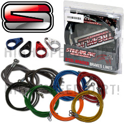 Streamline front brake lines and clamps package