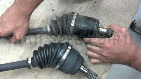 Stock OEM axle above Gorilla Axle with greater angular displacement Stock OEM axle above Gorilla Axle with greater angular displacement